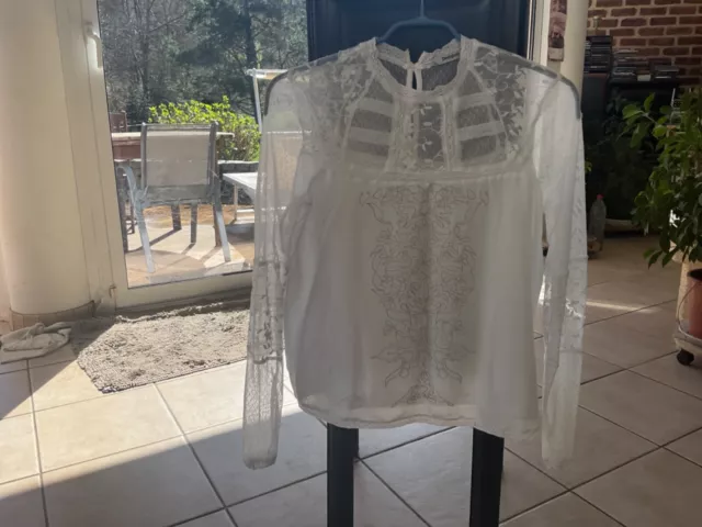 haut desigual femme blanc dentelle taille XS comme neuf