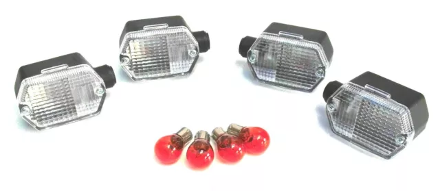 Satz Blinker mit Birnen 6V 6-eckig Weiß Simson SR50 S51 MZ ETZ 250 E-Prufzeichen