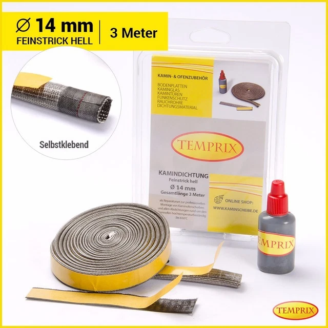 Temprix Cheminée & Four Joint Réfractaire Cordon D'Étanchéité Ø 14mm Rond Creux