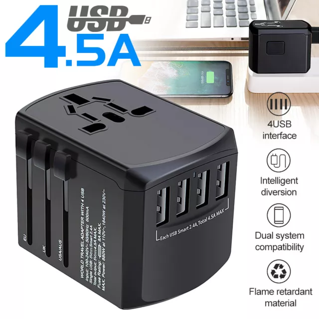 World Wide Universal Travel Adapter Multi Plug Charger USB CERTIFIED SAFE 2023
