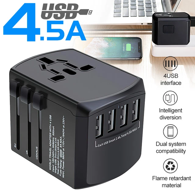 World Wide Universal Travel Adapter Multi Plug Charger USB CERTIFIED SAFE 2023