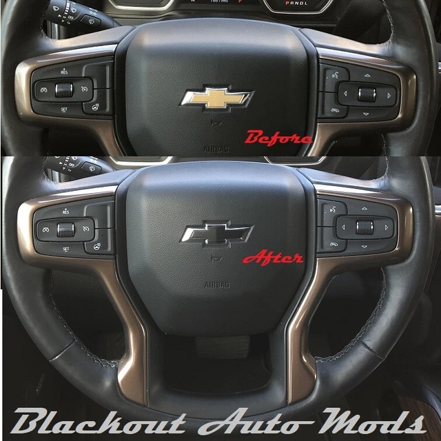 Gloss Black Steering Wheel Bowtie Overlay Decal For Chevy Malibu 2015-2026 - BlackoutAutoMods