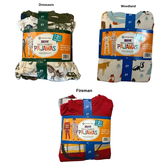 Member's Mark Boy's 4-Piece Long Sleeve & Pant Favorite Pajama Sets