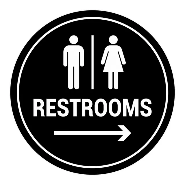 Circle Restrooms Right Arrow Sign