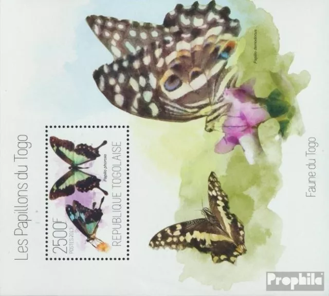 Briefmarken Togo  Mi Block 869 postfrisch Schmetterlinge