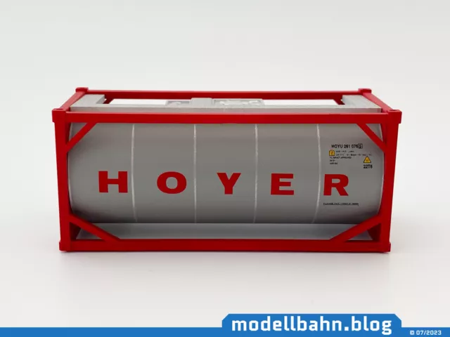 Grauer-roter 20ft Tank-Container "HOYER" in 1:87 (H0)