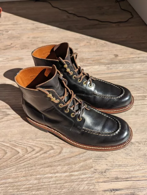 Grant Stone Brass Boots 10E Black Chromexcel Leather Lug Sole Horween GYW