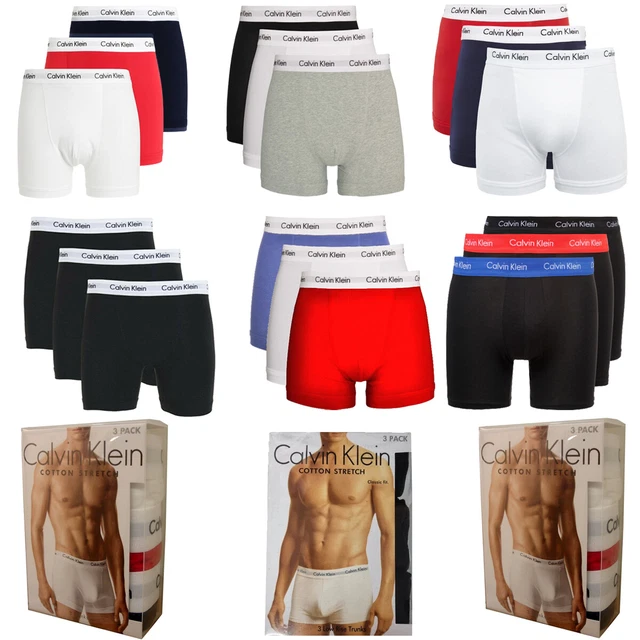 Biancheria intima boxer Calvin Klein da uomo confezione da 3 bauli vari colori classica vestibilità CK