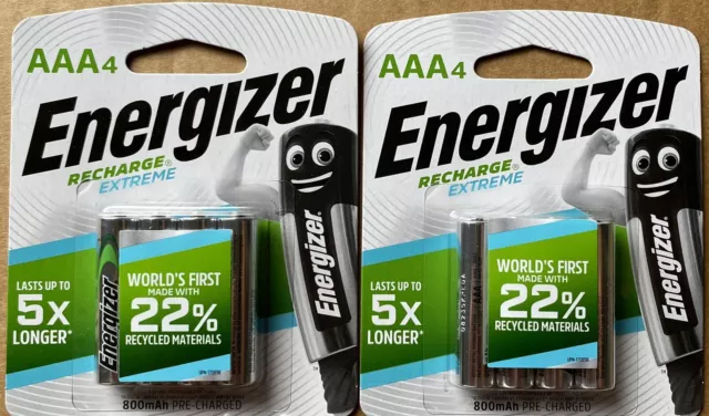 ENERGIZER AAA RECHARGEABLE EXTREME AAA4 BATTERIES (2 PACK OF 4) Genuine FreePost