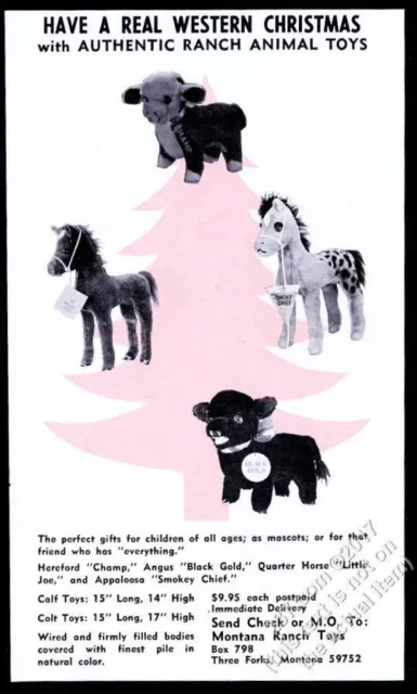 1967 Montana Ranch Giocattoli Cavallo Mucca Peluche Foto Vintage Stampa Ad