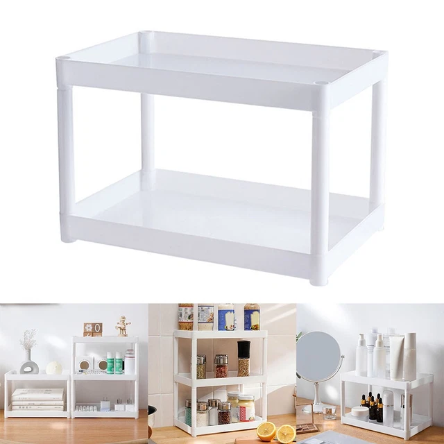 Compartimentos de almacenamiento de cosméticos bandeja organizador de baño de 2 pasos