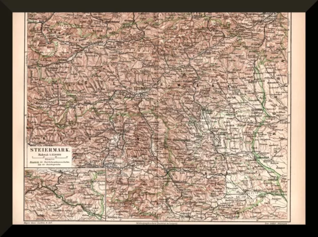 +Steiermark+ Landkarte 1905 +Graz, Bruck, Leoben, Muhrau, Judenburg