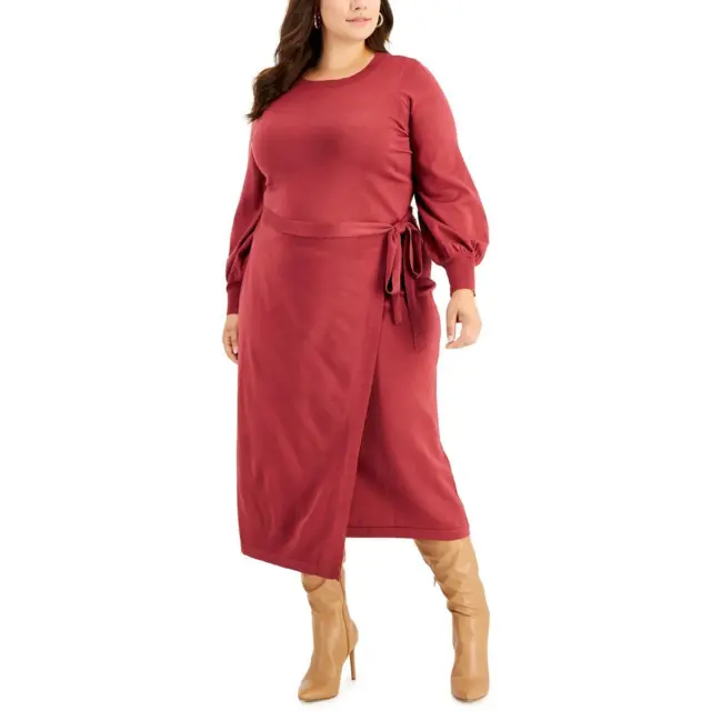 Taylor Womens Faux Wrap Long Casual Sweaterdress Plus BHFO 6107