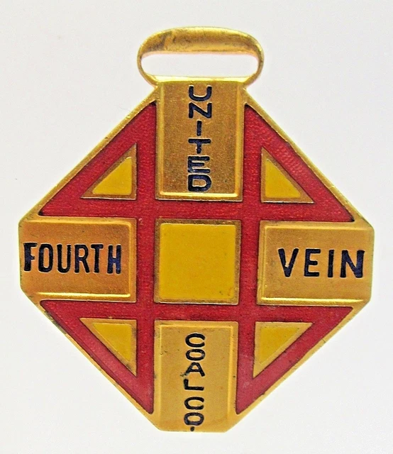 c. 1910 UNITED FOURTH VEIN COAL CO. Linton INDIANA enamel original watch fob +