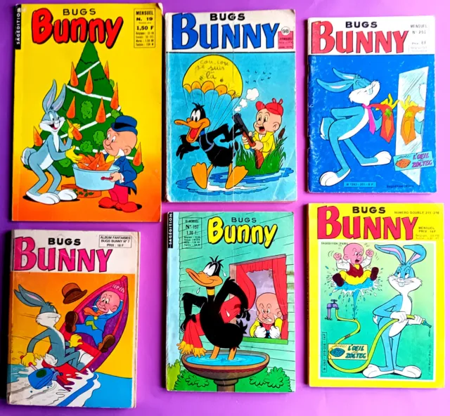 lot de 6 B.D:  Bugs Bunny n° 19- 98- 157- 201- 215/216- 200/201/202/203- 1968/86