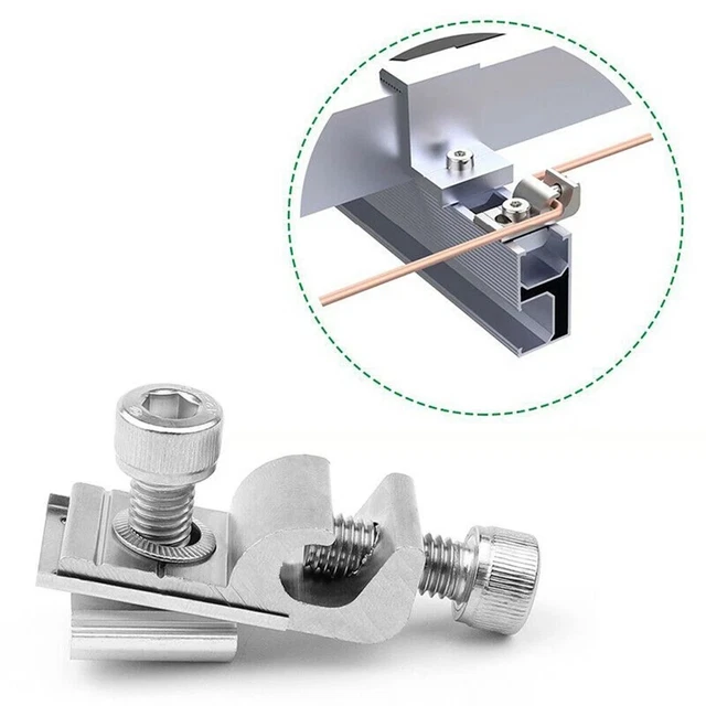 1 pz morsetto di messa a terra acciaio inox alluminio fotovoltaico solare per montaggio profilo alluminio