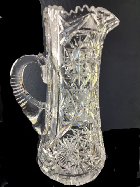 Abp Pitcher American Brilliant Period Cut Glass Antique J