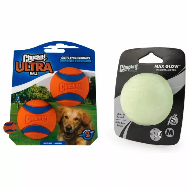 Chuckit Ultra Ball 2pk & Max Brillant Durable Caoutchouc Moyen Lanceur