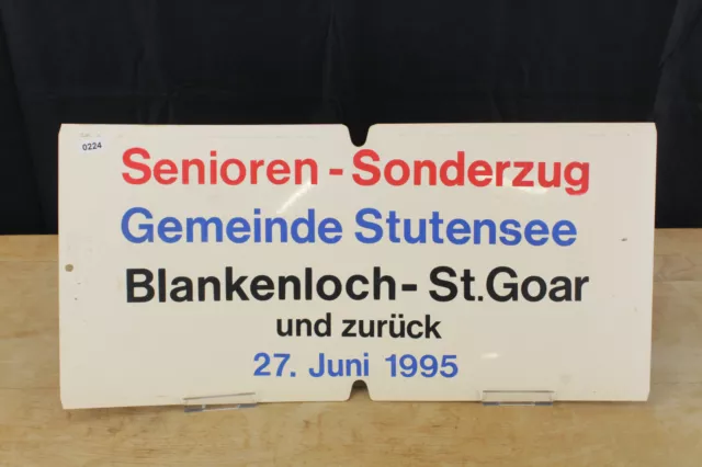 Zuglaufschild DB 61x29 cm, Senioren- Sonderzug Gemeinde Stutensee, 27. Juni 1995