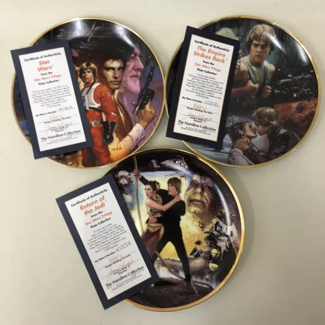 Lot of 3 Star Wars Trilogy Plate Collection by The Hamilton Collection