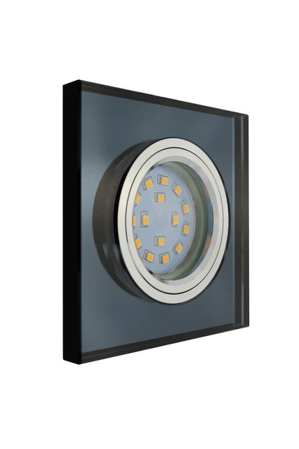 Design Glas Einbaustrahler Decken Spots Rahmen Beleuchtet Lichtkranz Deco Flach