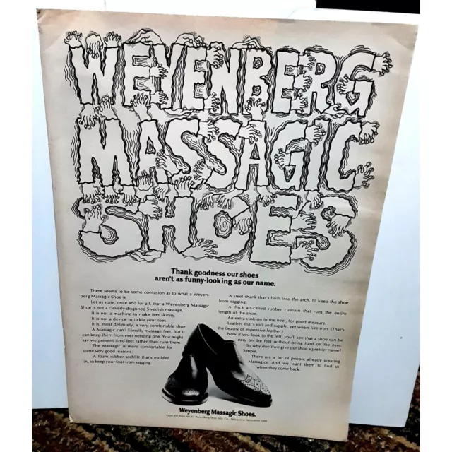 Vintage 1967 Weyenberg Massagic Shoes Ad Original epherma