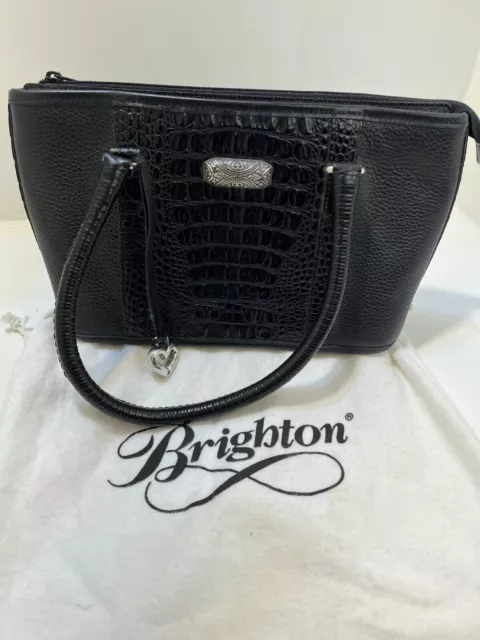 Brighton Black Ferrara Studded Medallion Purse Handbag Rare!