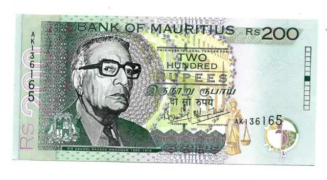 Mauritius (P52b) 200 Rupees 2001 aUNC