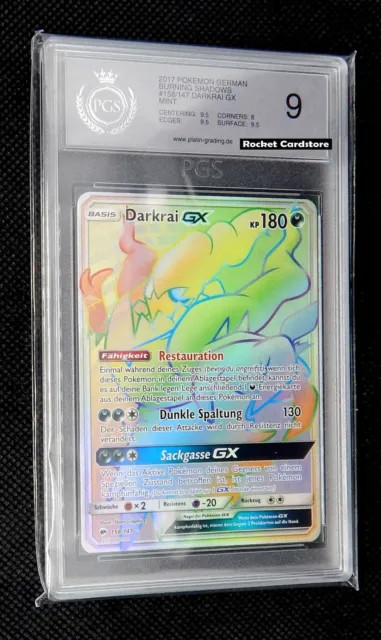 Pokemon Darkrai GX secret-rare Rainbow DE 158/147 Burning Shadows PSA 9 Mint