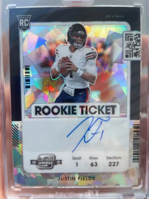 2021 Contenders Optic Justin Fields Rookie Cracked Ice Auto Variation 6/22.