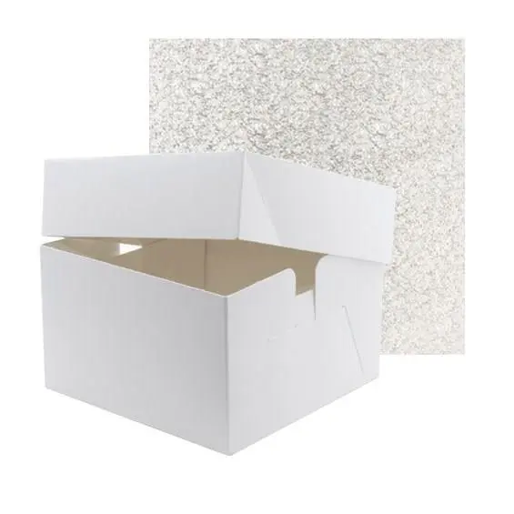 White Cake Box And 12mm Square Cake Drum Board