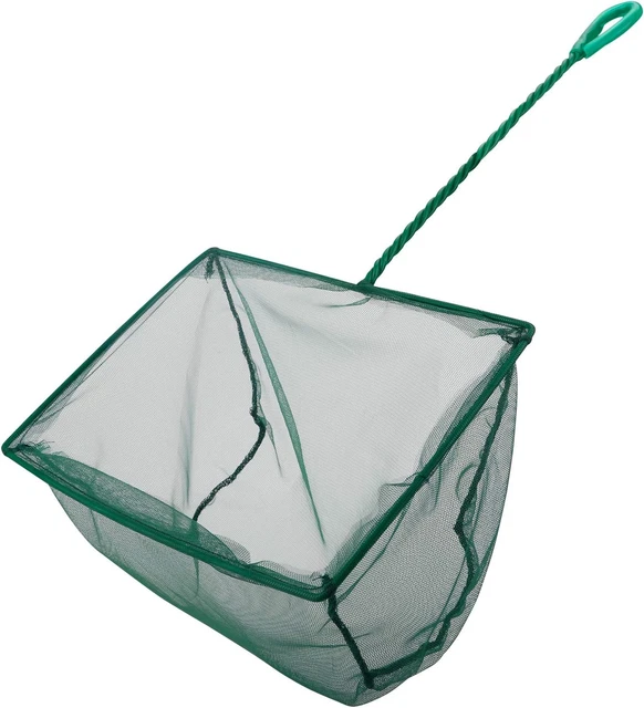 Pawfly 8 Inch Aquarium Fish Net with Braided Metal Handle Square Net with Soft
