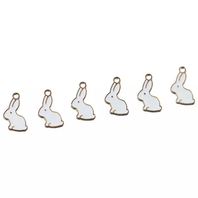 100 Pcs Easter Bunny Charms White Enamel Alloy Rabbit  For Bracelet Necklace