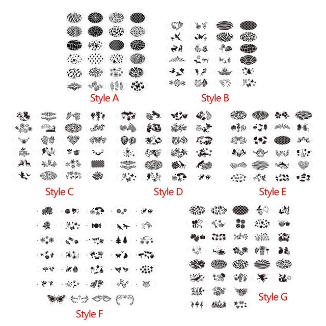 20 Pochoirs Réutilisables Pour Peinture Visage Et Corps - Motifs Géométriques - Maquillage Et Décoration