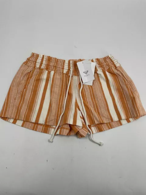 Roxy Women's Oceanside Striped Shorts, Orange, size L
