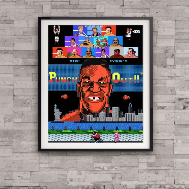 Framed Mike Tyson's Punch Out Nintendo Retro Art Video Game Vintage 8 bit Gift