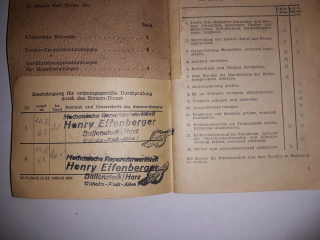 Originales Ddr Garantieheft Für Moped Sr 2 E   Von 1963     Schaut Mal 3