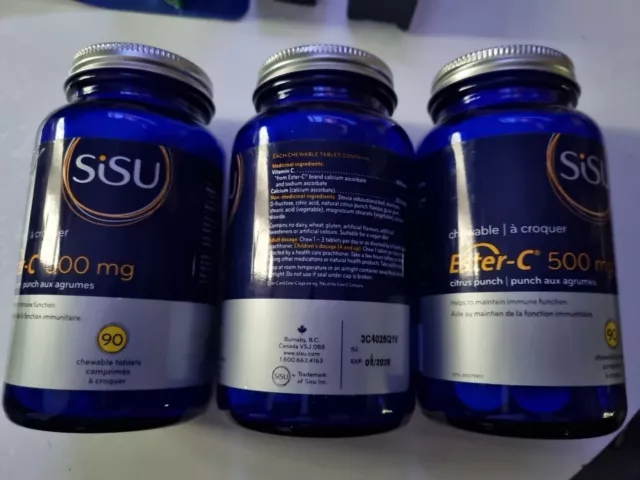 4x Sisu Ester-C® 500 mg Chewable 90 Tablets  Vitamin C  BBE 02/2026