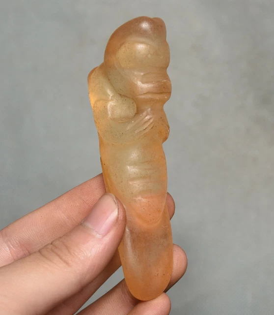 3.8 " Old China rare hongshan culture crystal craved sun god Helios pendant