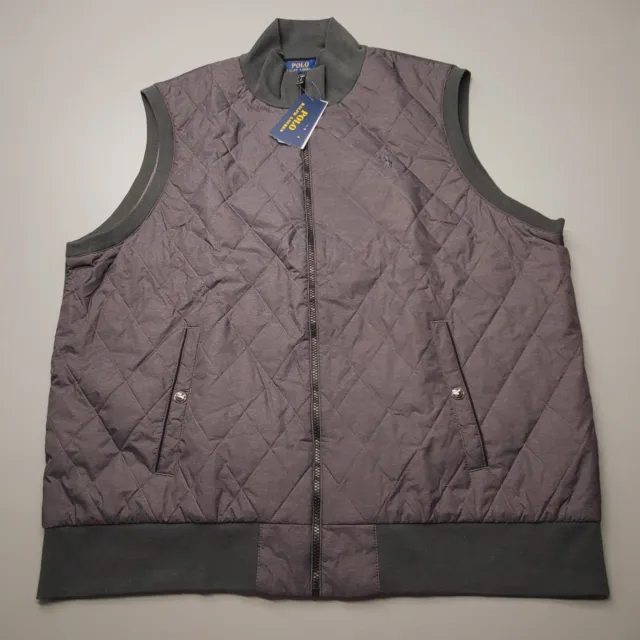 Polo Ralph Lauren Gray Quilted Reversible Full Zip Vest Men's Size 2XL $198