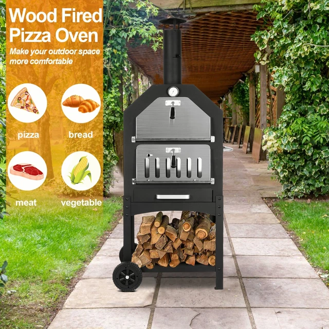 Outdoor Wood Fired Pizza Oven Wood Fire Pizza Maker Grill with Pizza Ston
