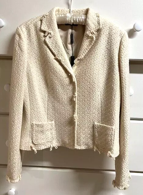 NWT Elie Tahari Alona Jacket - Cotton/Wool - Pearl/Off White - Size LARGE