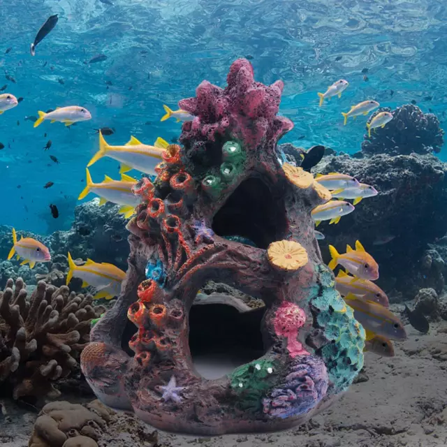Coral Aquarium Reef Decoration Resin Fish Tank Mountain Cave Rest House Hide