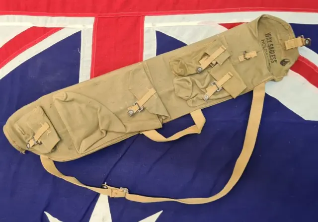 British Australian army Bren gun bag webbing holdall , leather & canvas as new