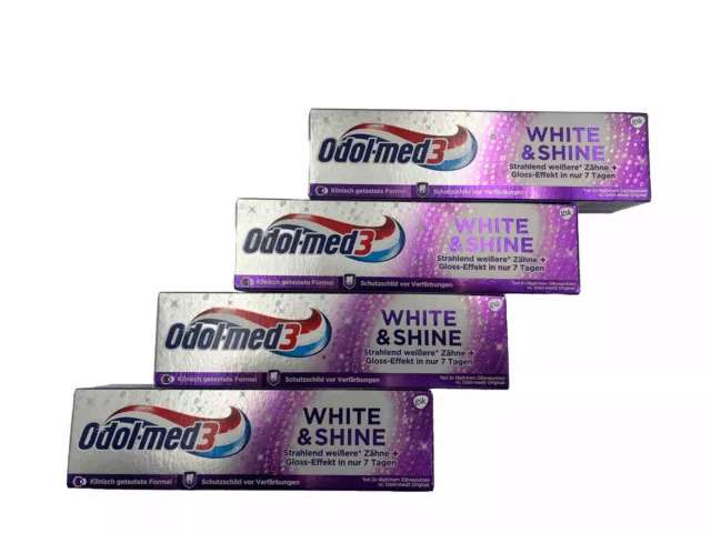 4x Odol-med3 White & Shine Zahnpasta (4x75ml)