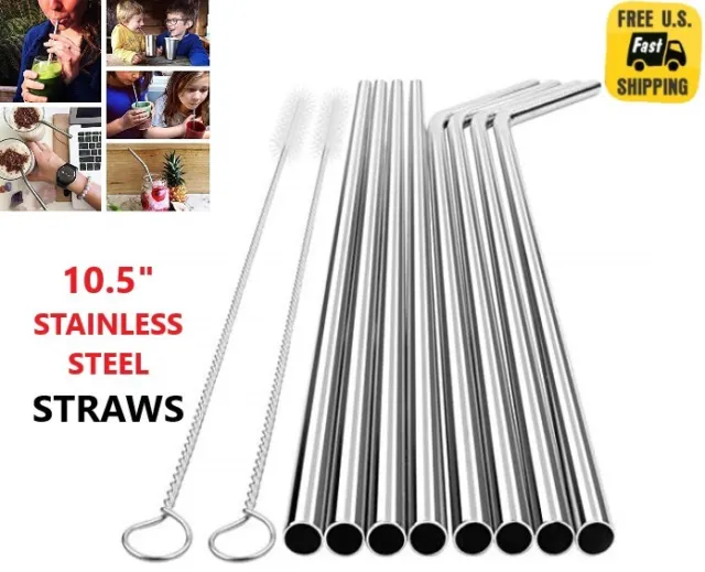 10.5" Stainless Steel Metal Drinking Straws Fits Yeti RTIC Tumbler 20 30 oz US