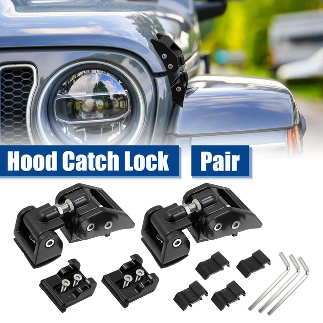1 Pair Front Hood Latches Hood Catch Locking Fit for Jeep Wrangler JK Black