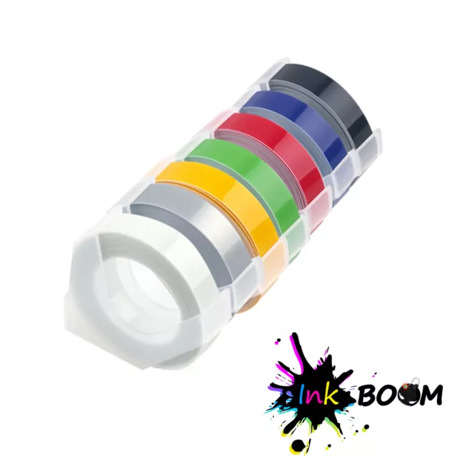 7 Rolls Colorful Label Tape for Dymo 3D 9mm Embossing Label Maker Tape 3/8" x 3m