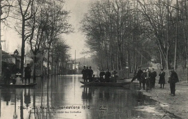 CPA 94 - ST-MAURICE (Val de M.)- Inondations 1910, Grande rue prise des corbeaux