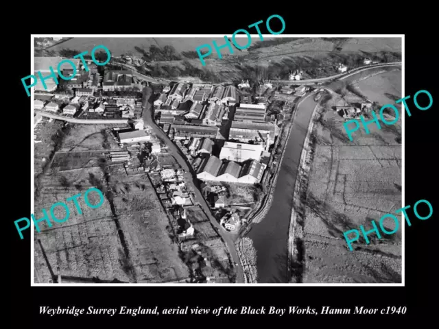 OLD LARGE HISTORIC PHOTO WEYBRIDGE SURREY ENGLAND THE BLACK BOY WORKS c1940